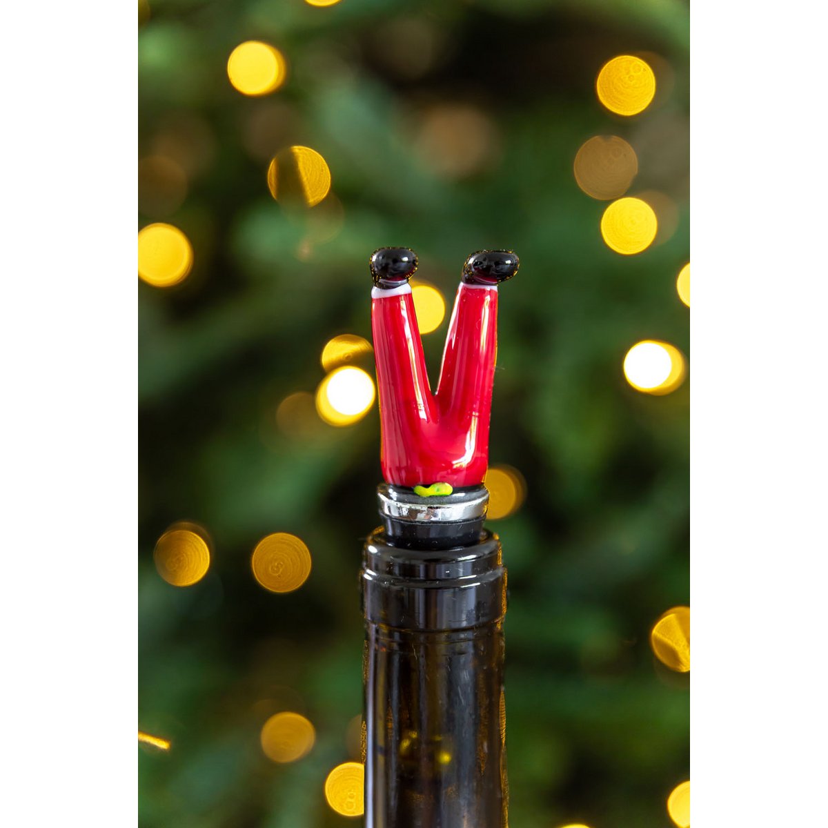 EDZARD flessendop Kerstmanpoten (hoogte 10 cm) voor champagne, wijn en mousserende wijn, in de stijl van traditionele glaskunst, handgemaakt