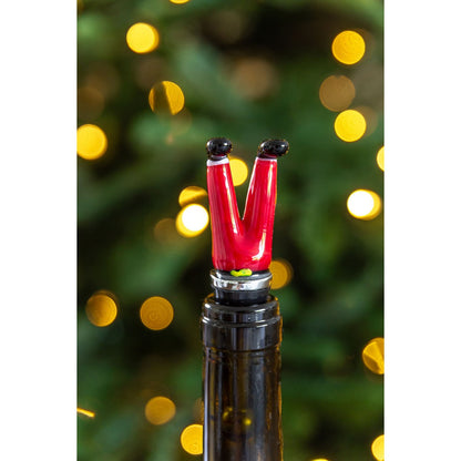 EDZARD flessendop Kerstmanpoten (hoogte 10 cm) voor champagne, wijn en mousserende wijn, in de stijl van traditionele glaskunst, handgemaakt