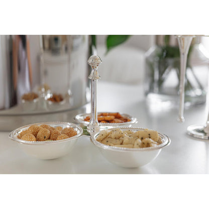 EDZARD triplet bowl triple bowl snack bowl Perla, zwaar verzilverd, diameter 21 cm