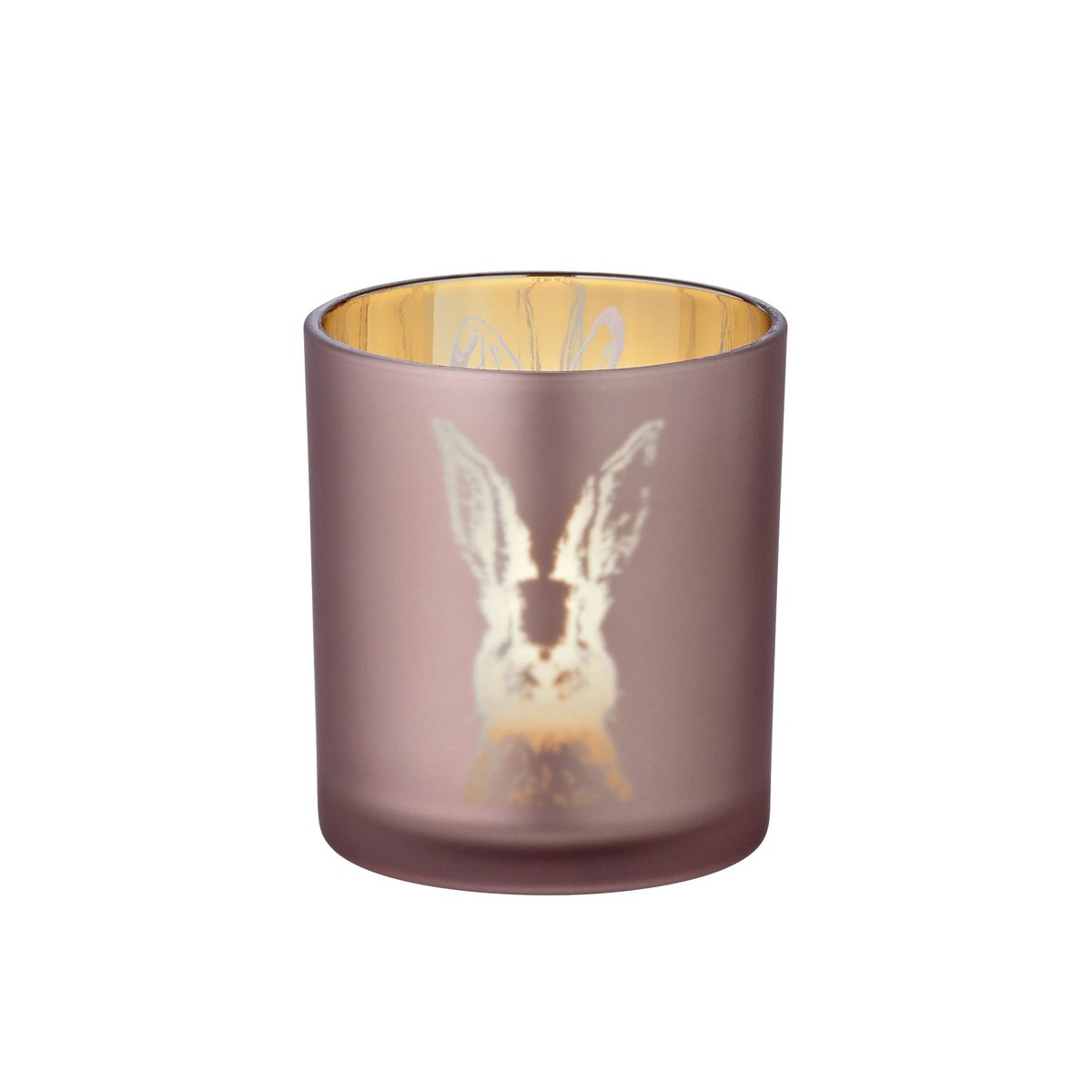 Theelicht konijntje roze & goudkleurig Ø 7 cm, H 8 cm
