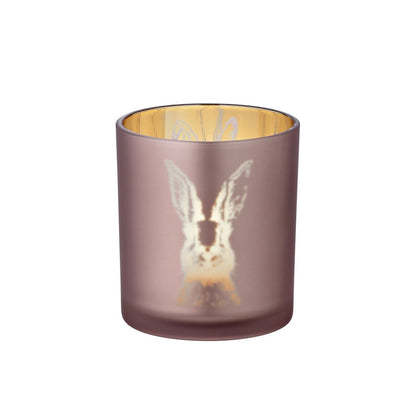 Theelicht konijntje roze & goudkleurig Ø 7 cm, H 8 cm