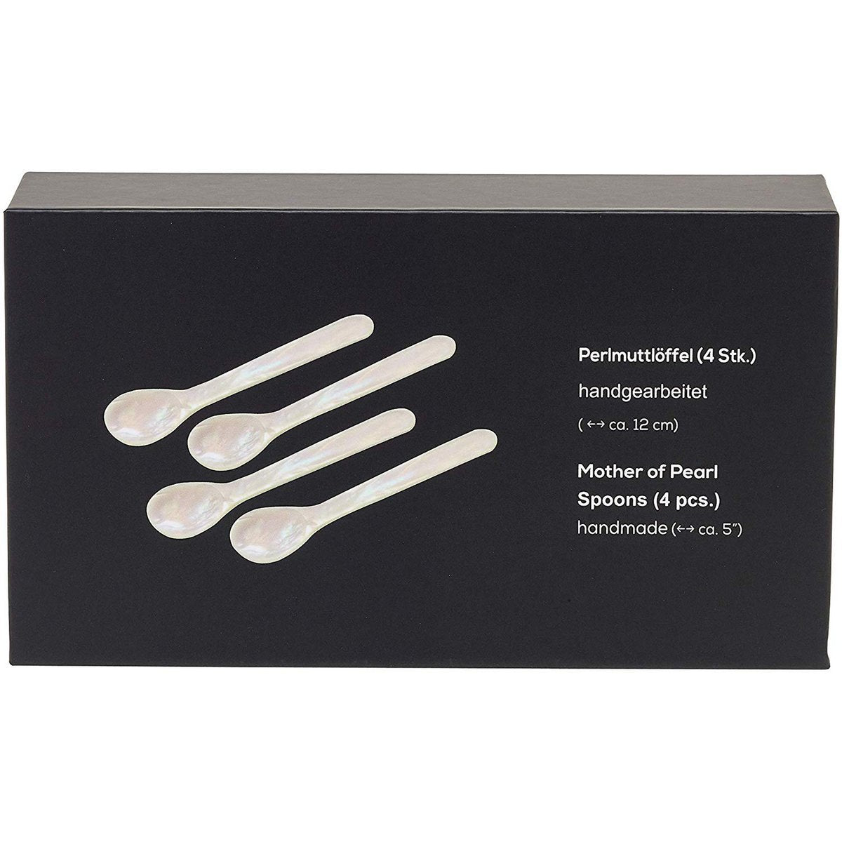 EDZARD set van 4 paarlemoeren lepels kaviaarlepels eierlepels, afgeronde hoeken, lengte 11 cm