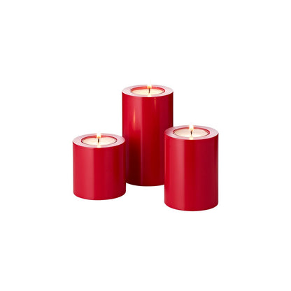 Edzard 3 Set permanente kaarsen Cornelius (hoogte 6/8/11 cm, Ø 6 cm), rood, thee-lichthouder warmtebestendig 90 °
