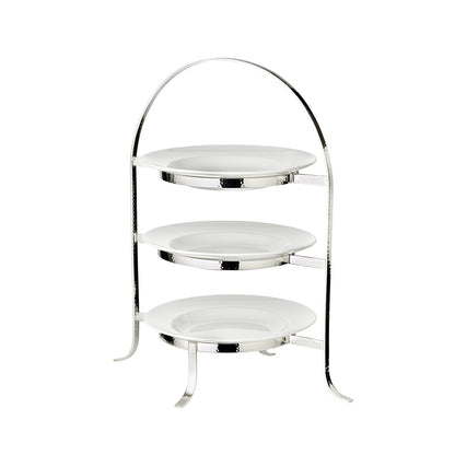 Sina bordenrek (hoogte 42 cm), gehamerd, zwaar verzilverd, voor 3 borden Ø 20 t/m 28 cm