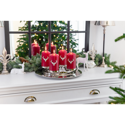 EDZARD set van 3 kandelaars elanden kandelaar, vernikkeld aluminium, hoogte 4,5 cm