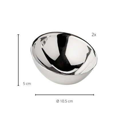 EDZARD set van 2 kommen Asti, hoogwaardig staal hoogglans gepolijst, diameter 10 cm, hoogte 5 tot 8 cm