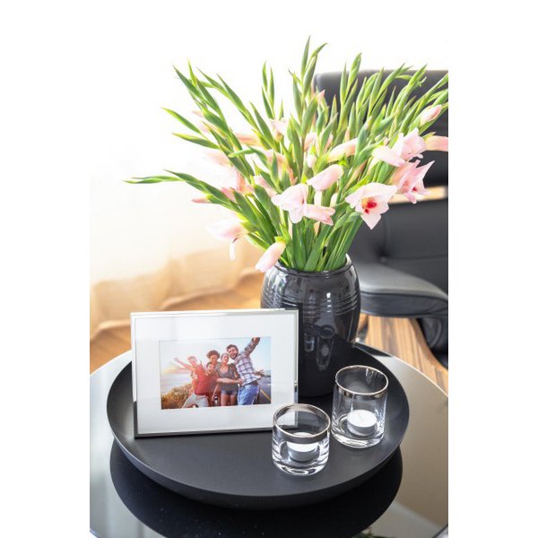 EDZARD lantaarn Molly, mondgeblazen kristalglas met platina rand, hoogte 8 cm, diameter 7 cm