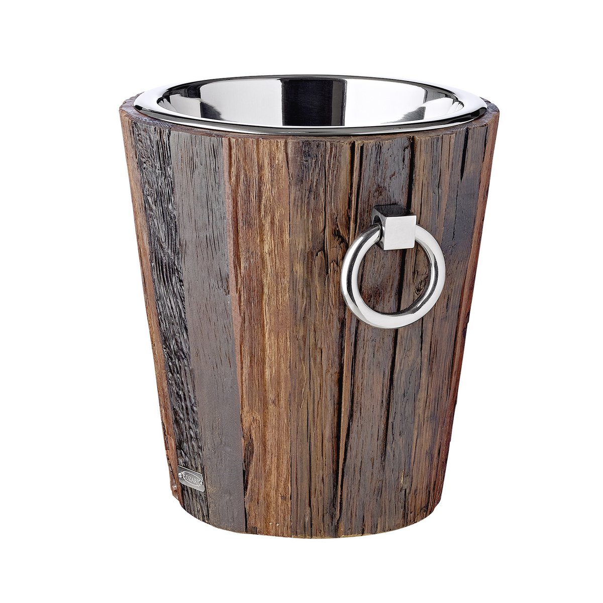 EDZARD wijnkoeler flessenkoeler Providence, teak, roestvrij staal glanzend vernikkeld, H 28 cm, gewicht 4 kg