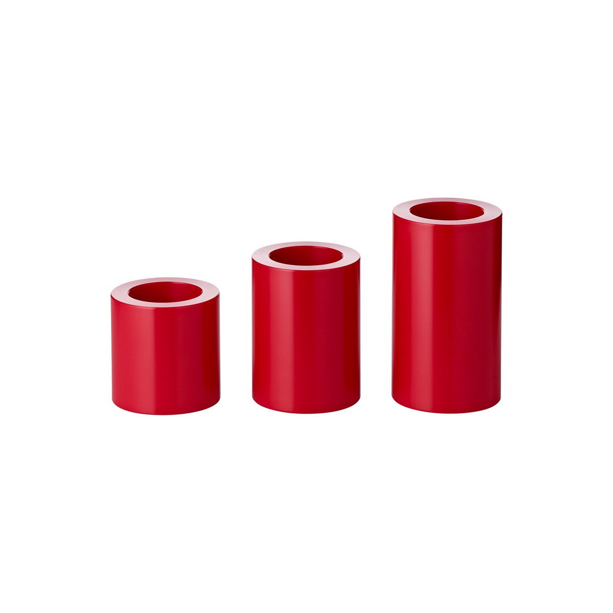Edzard 3 Set permanente kaarsen Cornelius (hoogte 6/8/11 cm, Ø 6 cm), rood, thee-lichthouder warmtebestendig 90 °