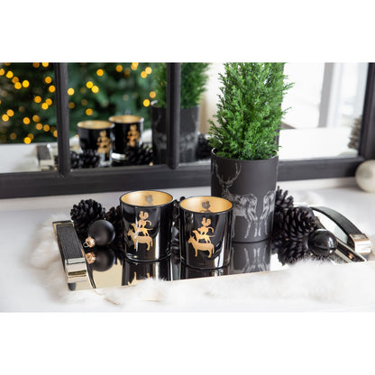 Set van 2 theelichtjes glazen stadsmuzikanten (hoogte 8 cm), zwart