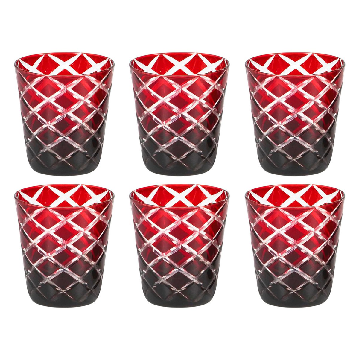 EDZARD set van 6 kristallen glazen Dio, rood, handgeslepen glas, hoogte 10 cm, inhoud 0,23 liter