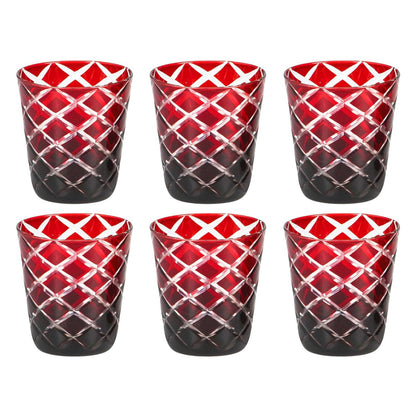 EDZARD set van 6 kristallen glazen Dio, rood, handgeslepen glas, hoogte 10 cm, inhoud 0,23 liter