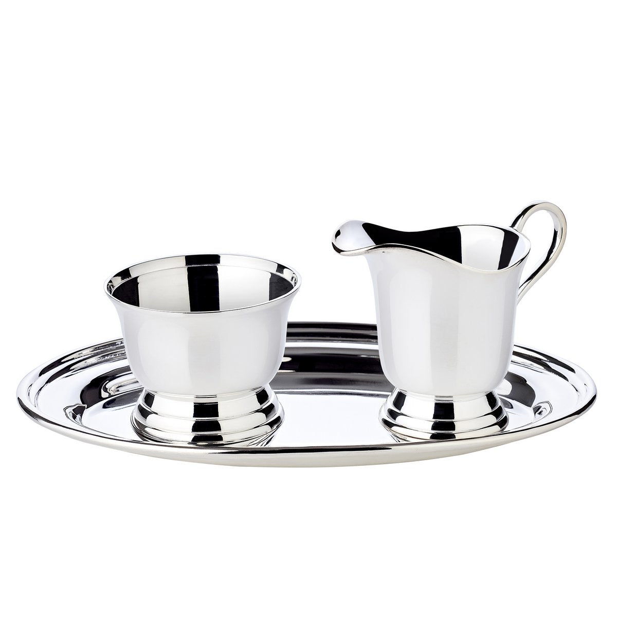 EDZARD crèmeservies jersey 3 stuks, zwaar verzilverd (suikerpot, melkkan, dienblad)