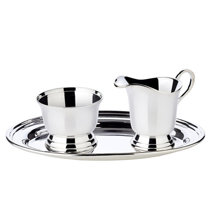EDZARD crèmeservies jersey 3 stuks, zwaar verzilverd (suikerpot, melkkan, dienblad)