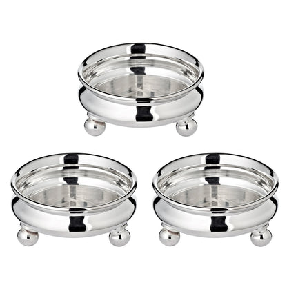 EDZARD set van 3 snackschaaltjes / schaaltjes op kerstmanpoten, zwaar verzilverd, diameter 8 cm, hoogte 4 cm