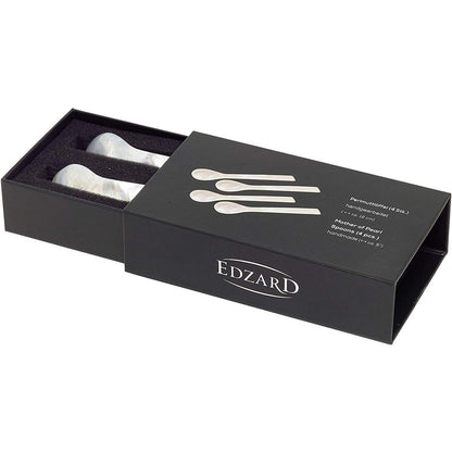 EDZARD set van 4 paarlemoeren lepels kaviaarlepels eierlepels, rechte hoeken, lengte 12 cm