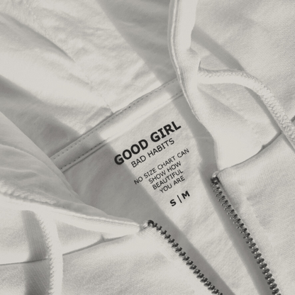 Crop hoodie met rits "GGBH" - Wit