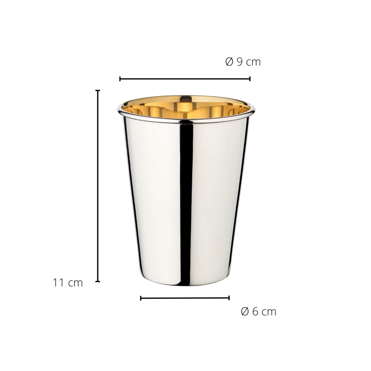 EDZARD drinkbeker zilveren beker Salta, zwaar verzilverd, binnenkant goud look (gepolijst messing), hoogte 12 cm