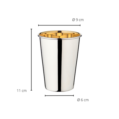 EDZARD drinkbeker zilveren beker Salta, zwaar verzilverd, binnenkant goud look (gepolijst messing), hoogte 12 cm