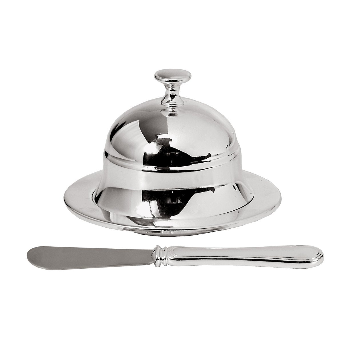 EDZARD botervloot boterklok Epe, diameter 11 cm, verzilverd, met bijpassend botermes 18 cm