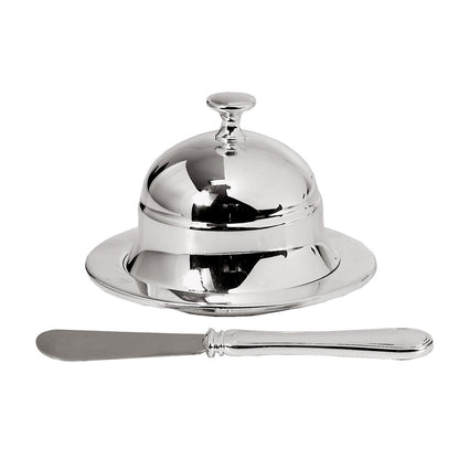 EDZARD botervloot boterklok Epe, diameter 11 cm, verzilverd, met bijpassend botermes 18 cm