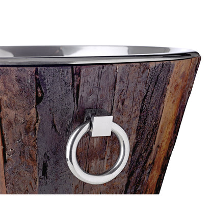 EDZARD champagnekoeler Montgomery, teak, roestvrij staal glanzend vernikkeld, ø 46 cm, H 24 cm, gewicht 7,5 kg