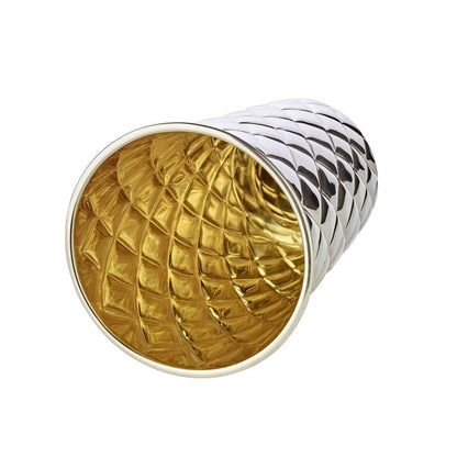 EDZARD zilveren beker Pilar met diamantpatroon, zwaar verzilverd, binnenkant goudlook (gepolijst messing), hoogte 11 cm