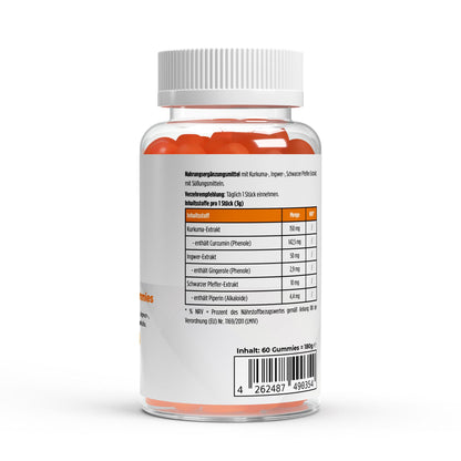 Curcuma + Ingwer + Schwarzer Pfeffer Gummies - 60 Stk.