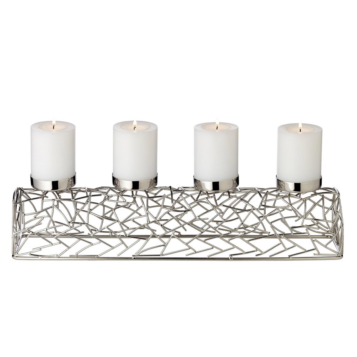 EDZARD Advent kandelaar Milano, vernikkeld messing, zilverkleurig, lengte 44 cm, voor kaarsen diameter 6 cm