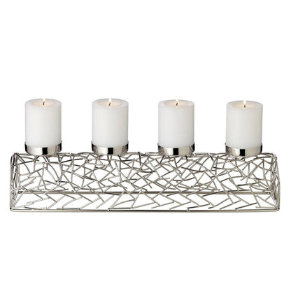 EDZARD Advent kandelaar Milano, vernikkeld messing, zilverkleurig, lengte 44 cm, voor kaarsen diameter 6 cm