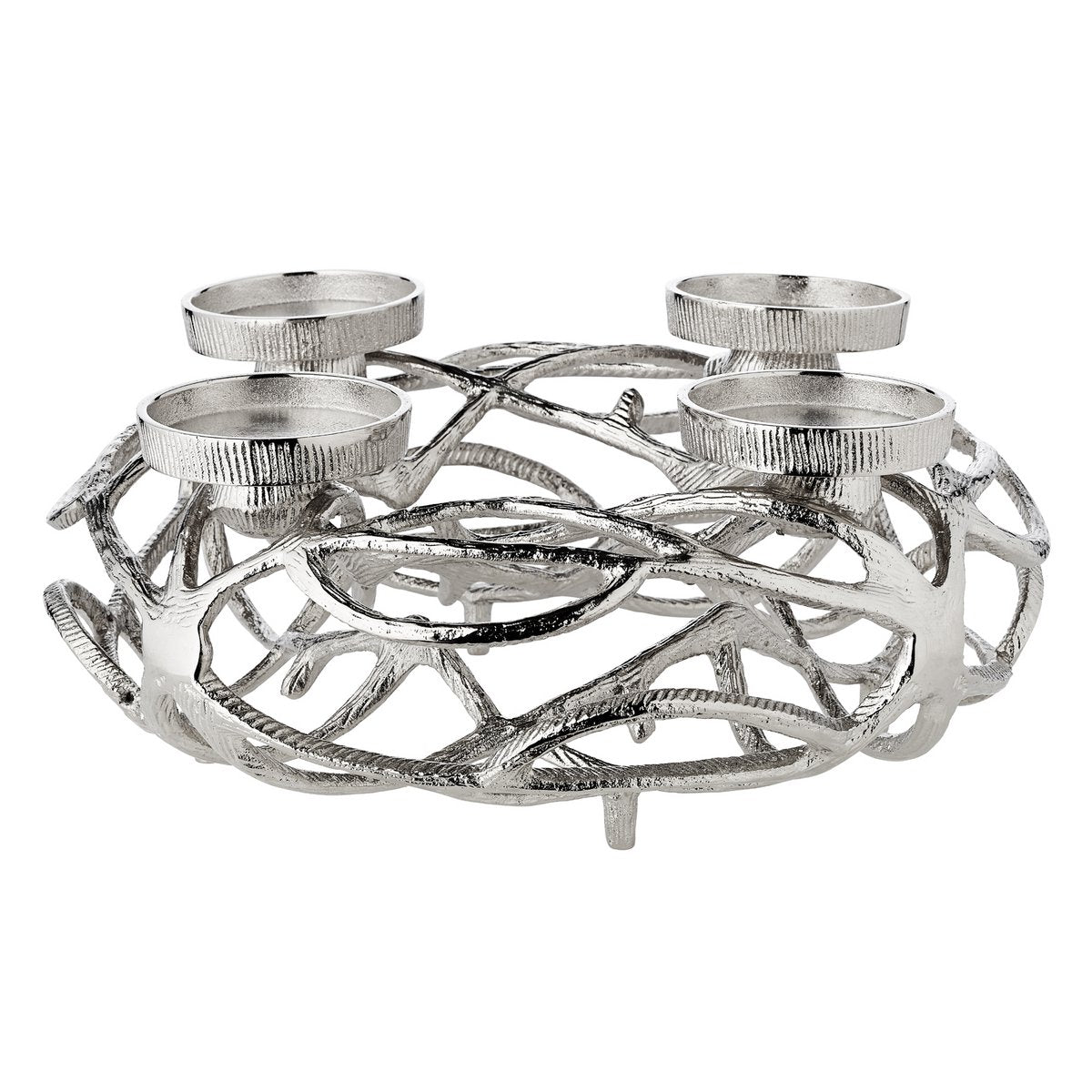 EDZARD Adventskrans Bernd, diameter 29 cm, aluminium vernikkeld, zilverkleurig, voor kaarsen ø 6 cm