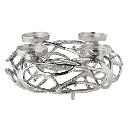 EDZARD Adventskrans Bernd, diameter 29 cm, aluminium vernikkeld, zilverkleurig, voor kaarsen ø 6 cm