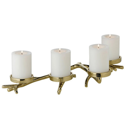 EDZARD Advent kandelaar tak, lengte 42 cm, goudkleurig vernikkeld aluminium, voor kaarsen ø 6 cm