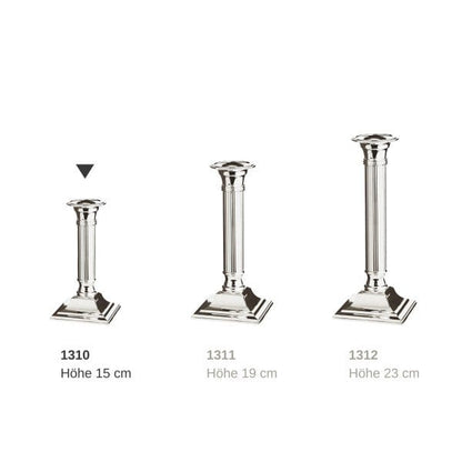 EDZARD kandelaar Lincoln voor stokkenkaarsen, geribbelde schacht, edel verzilverd, aanslag beschermd, H 15 cm