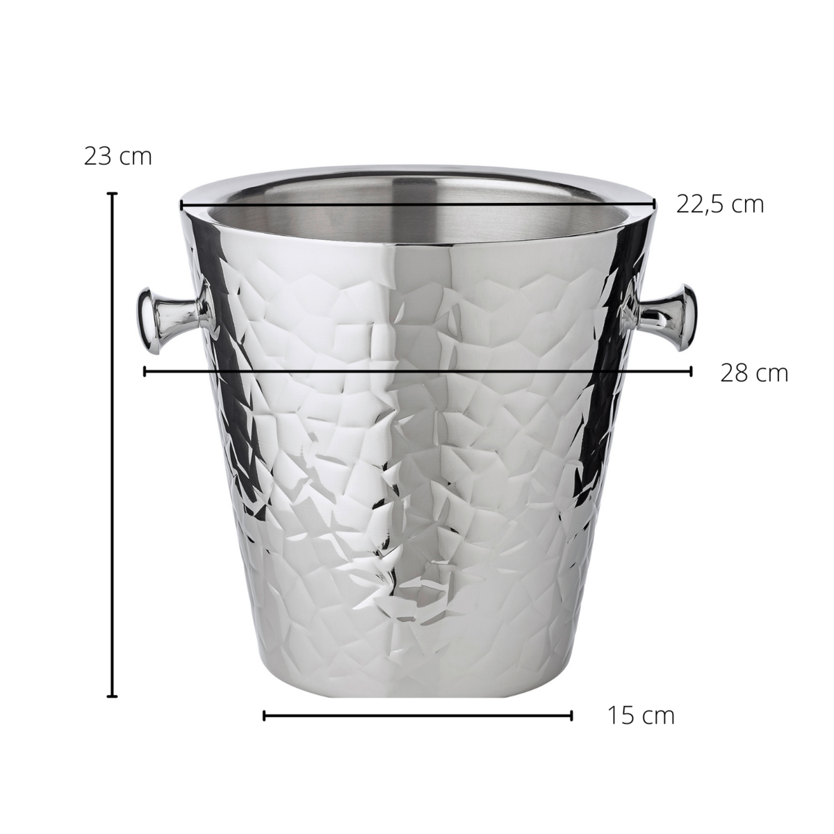 EDZARD champagnekoeler Capri met handgrepen, roestvrij staal gepolijst, buitenkant met patroon, hoogte 23 cm, ø 22 cm