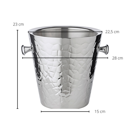 EDZARD champagnekoeler Capri met handgrepen, roestvrij staal gepolijst, buitenkant met patroon, hoogte 23 cm, ø 22 cm