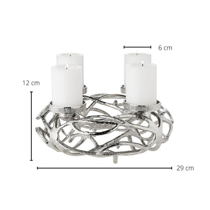 EDZARD Adventskrans Bernd, diameter 29 cm, aluminium vernikkeld, zilverkleurig, voor kaarsen ø 6 cm