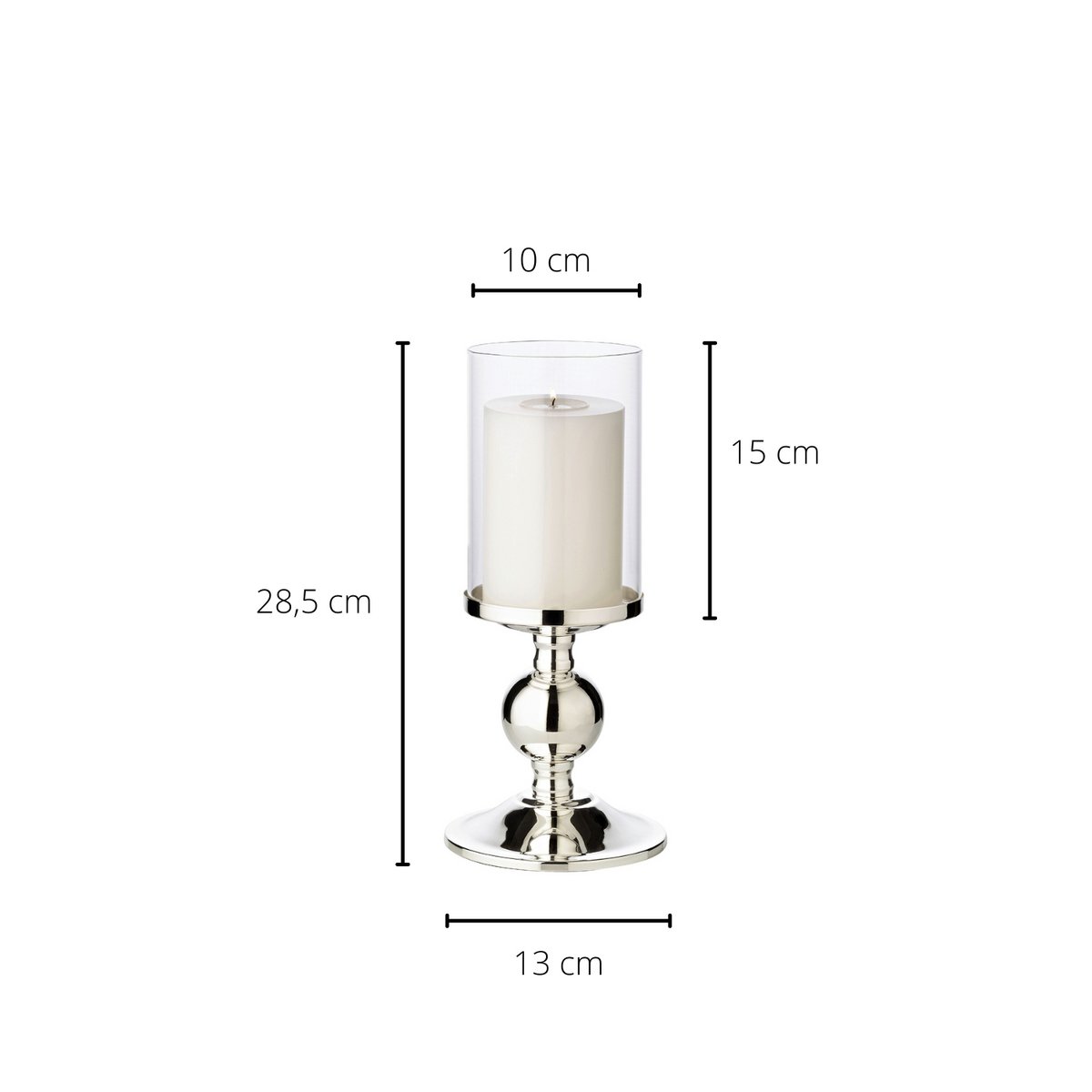 EDZARD kandelaar kandelaar Bamboe, elegant verzilverd, aanslagvrij, met glas, hoogte 28,5 cm
