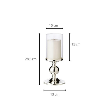 EDZARD kandelaar kandelaar Bamboe, elegant verzilverd, aanslagvrij, met glas, hoogte 28,5 cm