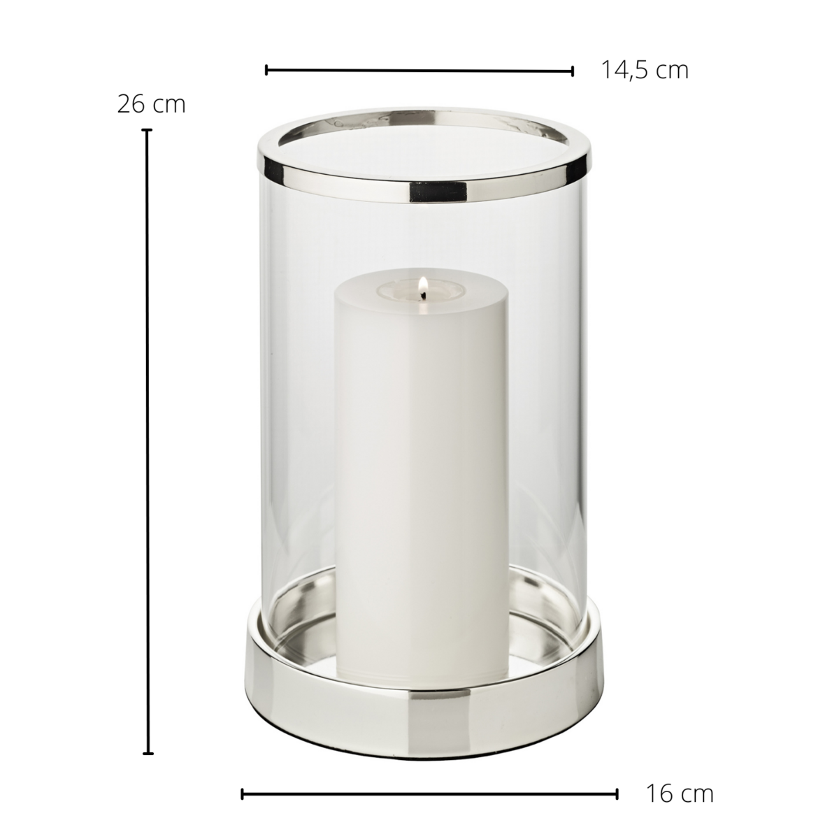 EDZARD lantaarn Sanremo, edel verzilverd, aanslagbestendig, hoogte 26 cm, diameter 16,5 cm