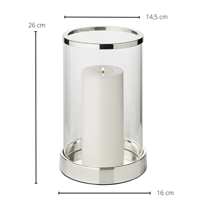 EDZARD lantaarn Sanremo, edel verzilverd, aanslagbestendig, hoogte 26 cm, diameter 16,5 cm