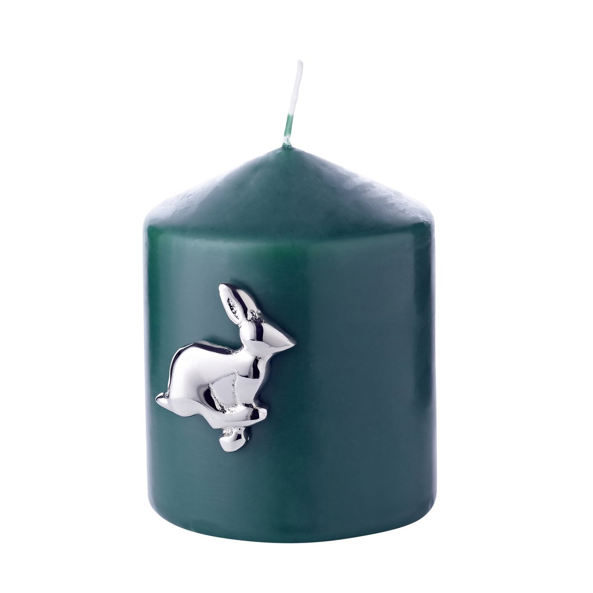 Set van 4 konijnenkaarsenpinnen (hoogte 4 cm), vernikkeld aluminium