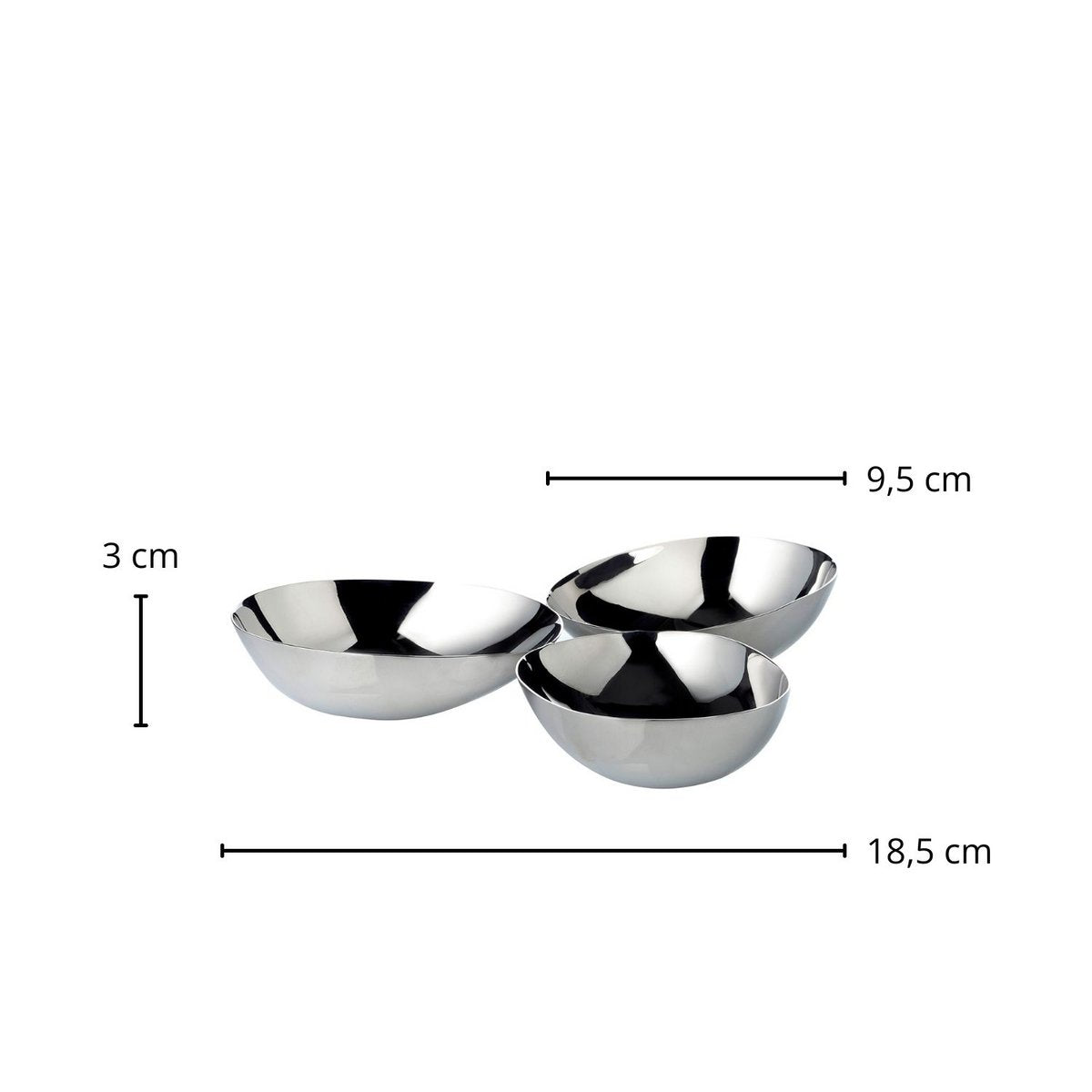 Tripple Bowl Luma (Ø 18 cm), roestvrij staal gepolijst