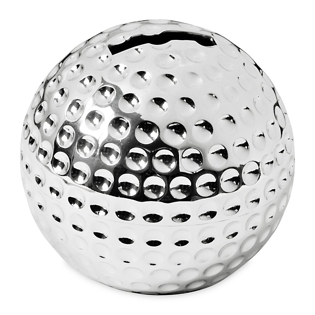 EDZARD spaarpot, spaarpot, golfbal, verzilverd, aanslagbestendig, hoogte 8 cm