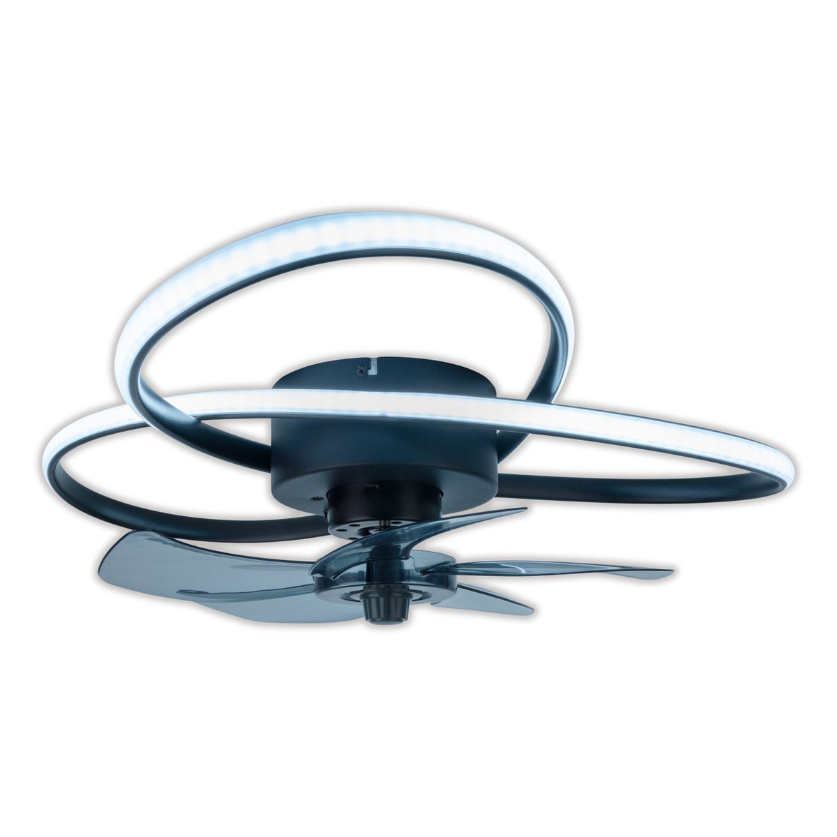 Het moderne LED -plafondlicht "Leccio" inclusief ventilator, nachtlichtfunctie, dim- en lichttemperatuurinstelling is uitgerust met stevig geïnstalleerde LED's en heeft een geschatte Øvon 58 cm.