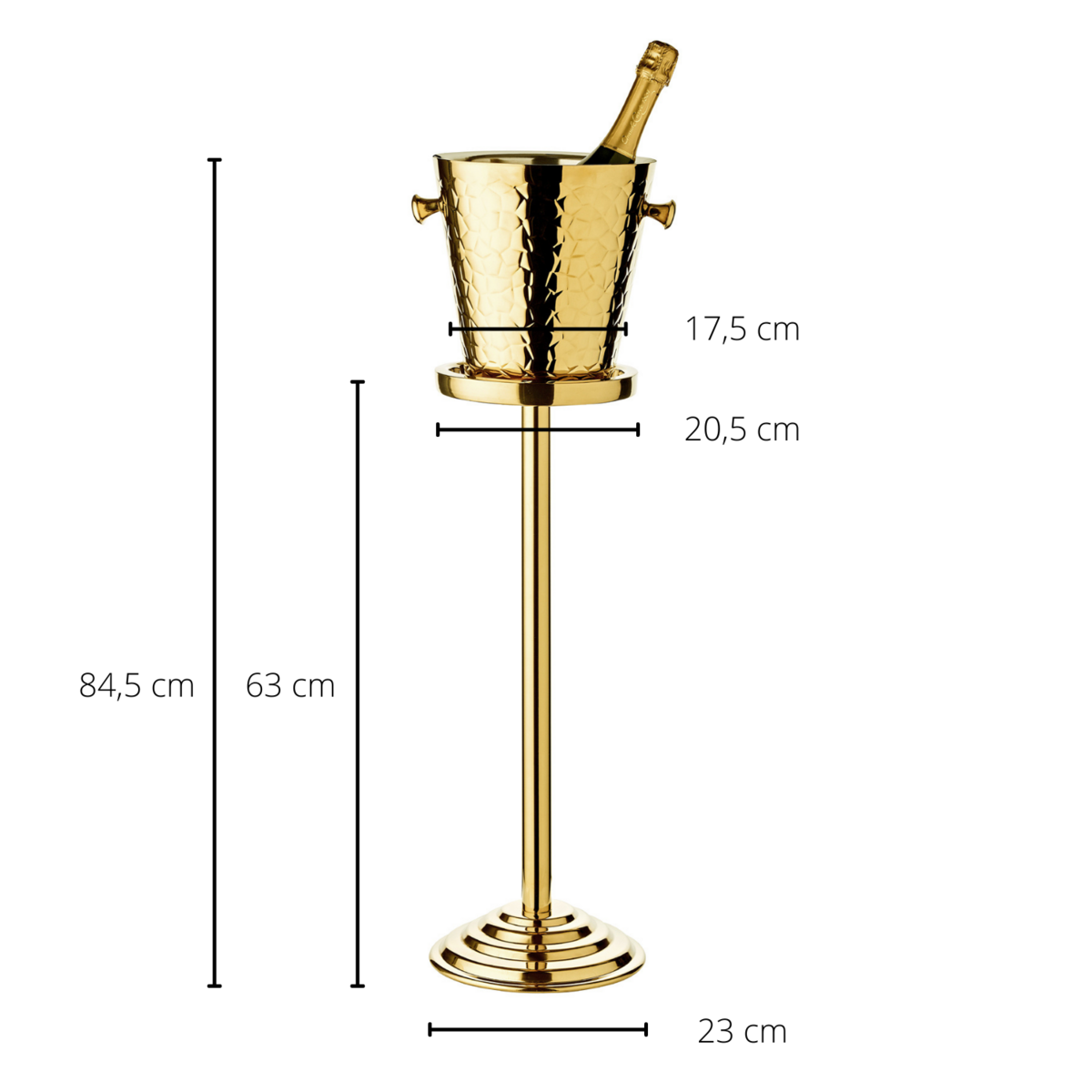 Sektkühler capri met stand in goud h 83 cm