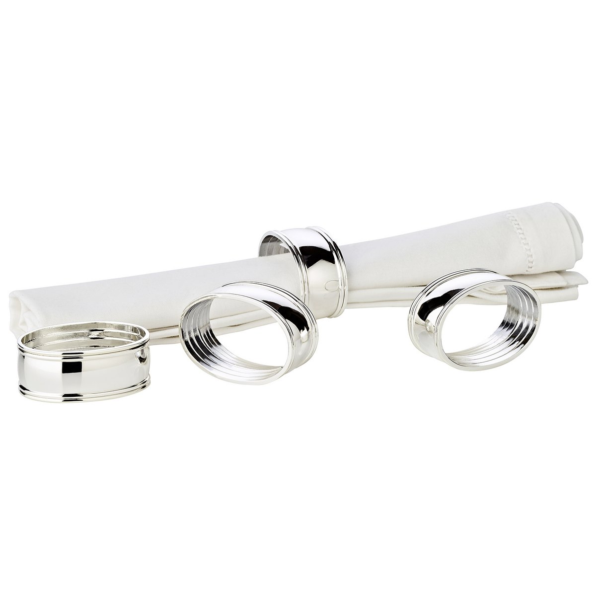 4 set servet ring draad, nobel zilver toegepakt, ondergebracht, lengte 6 cm