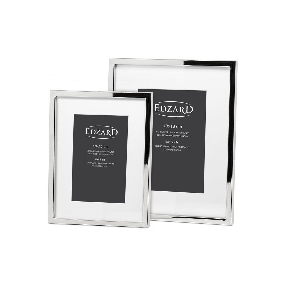 EDZARD Rivoli fotolijst voor foto's 10 x 15 cm, verzilverd, aanslagvast, met 2 hangers