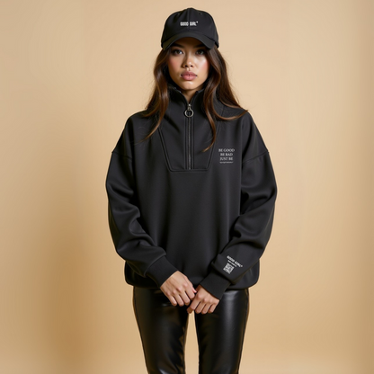 Half Zip Sweat "Be Good Be Bad Just Be" - Mintgreen