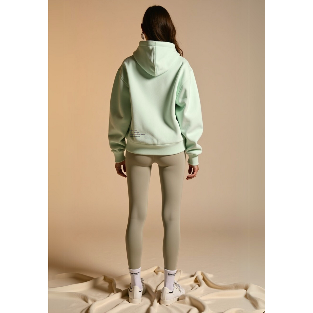 Hoodie met rits "ggbh" - beige